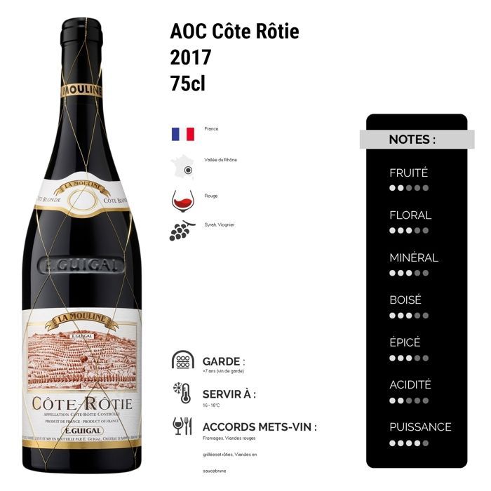 Maison Guigal Côte Rôtie La Mouline 2017 - Vin Rouge de la Vallée du Rhône (75cl)