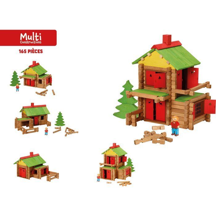 JEUJURA - Wooden Construction Set - My Wooden Chalet - 165 Pieces - Ages 5+