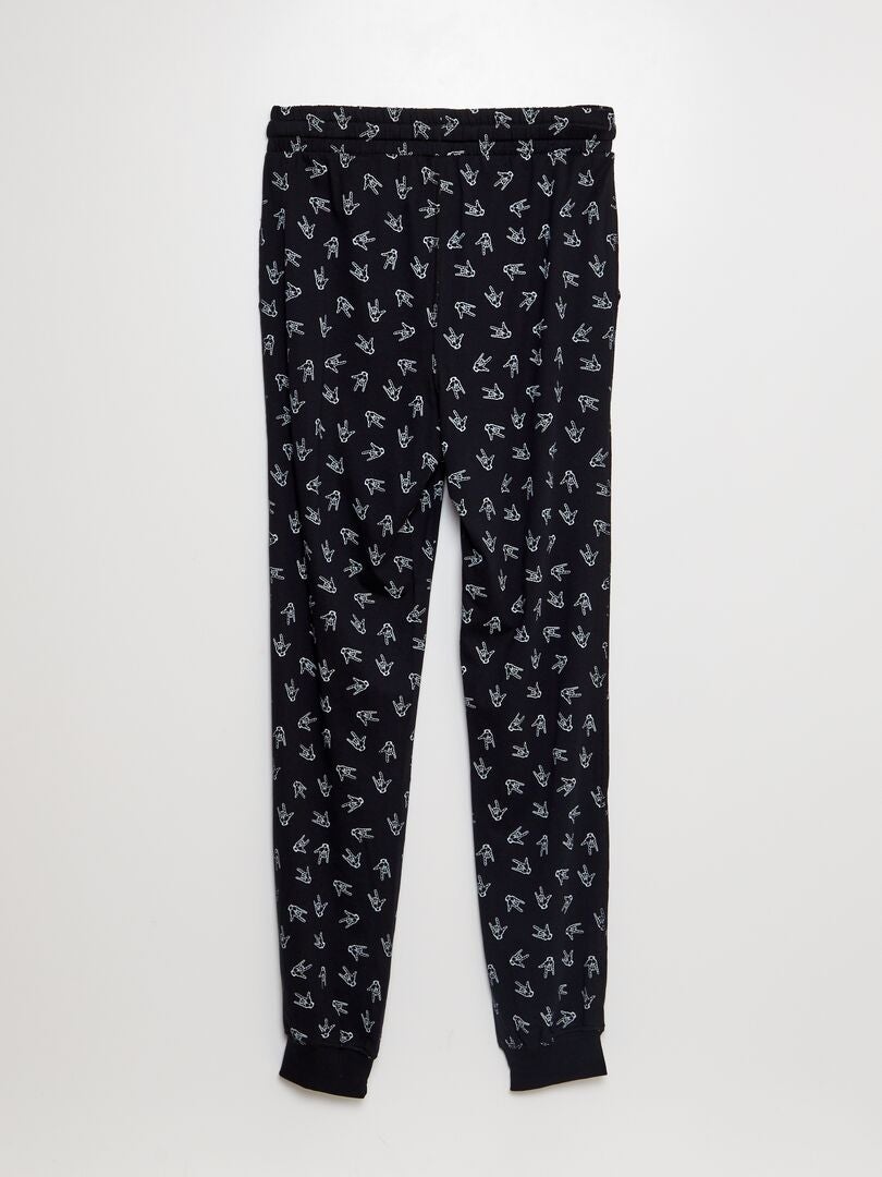Pyjamabroek met print - Zwart