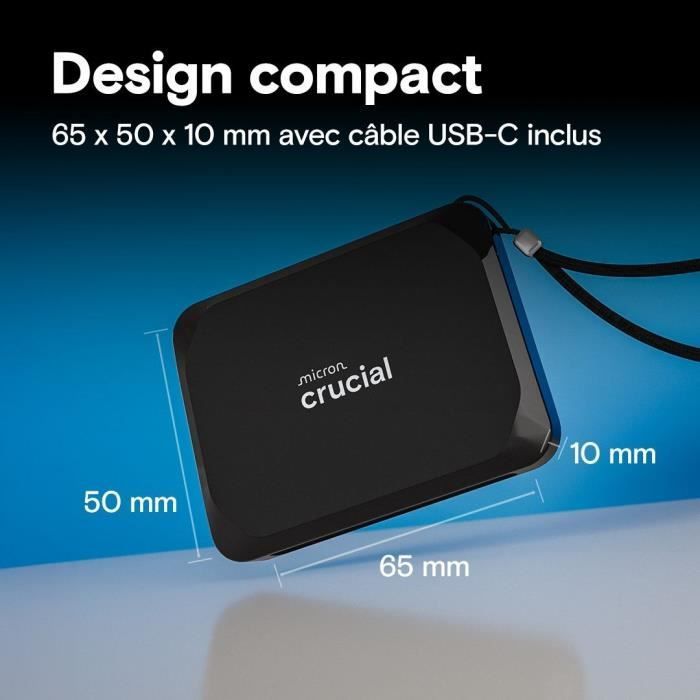 SSD esterno portatile - CRUCIAL - X9 - 2TB - USB-C 3.2 - Compatibile con PC, Mac, PlayStation, Xbox