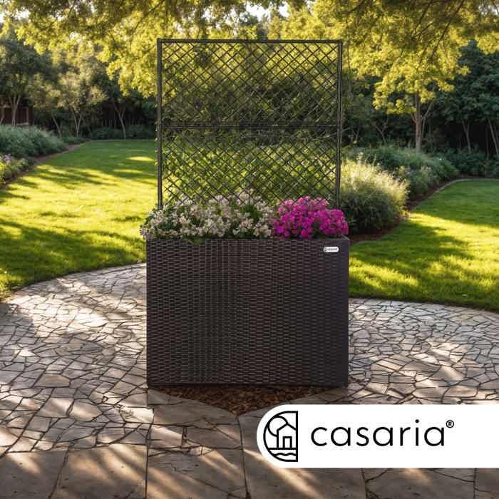 Macetero de poliratán con celosía marrón, 146 x 83 x 30,5 cm. Juego de 3 macetas para jardín, hogar o balcón.