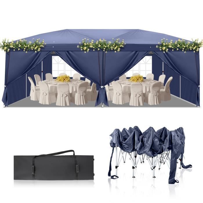 Gazebo pieghevole 3x6 m, gazebo da giardino impermeabile a 6 lati, tendone pieghevole professionale per ricevimenti, blu