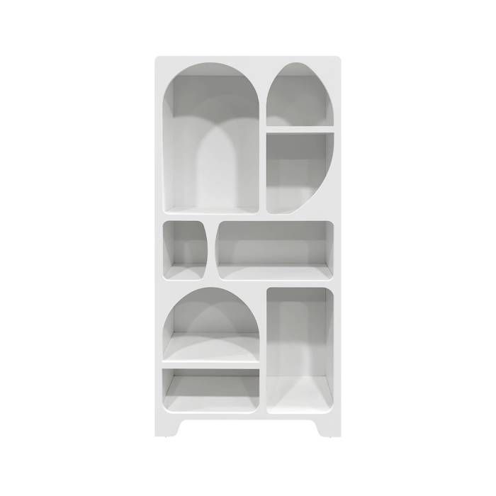 Etagère bibliothèque organique effet bois 8 compartiments THESSA
