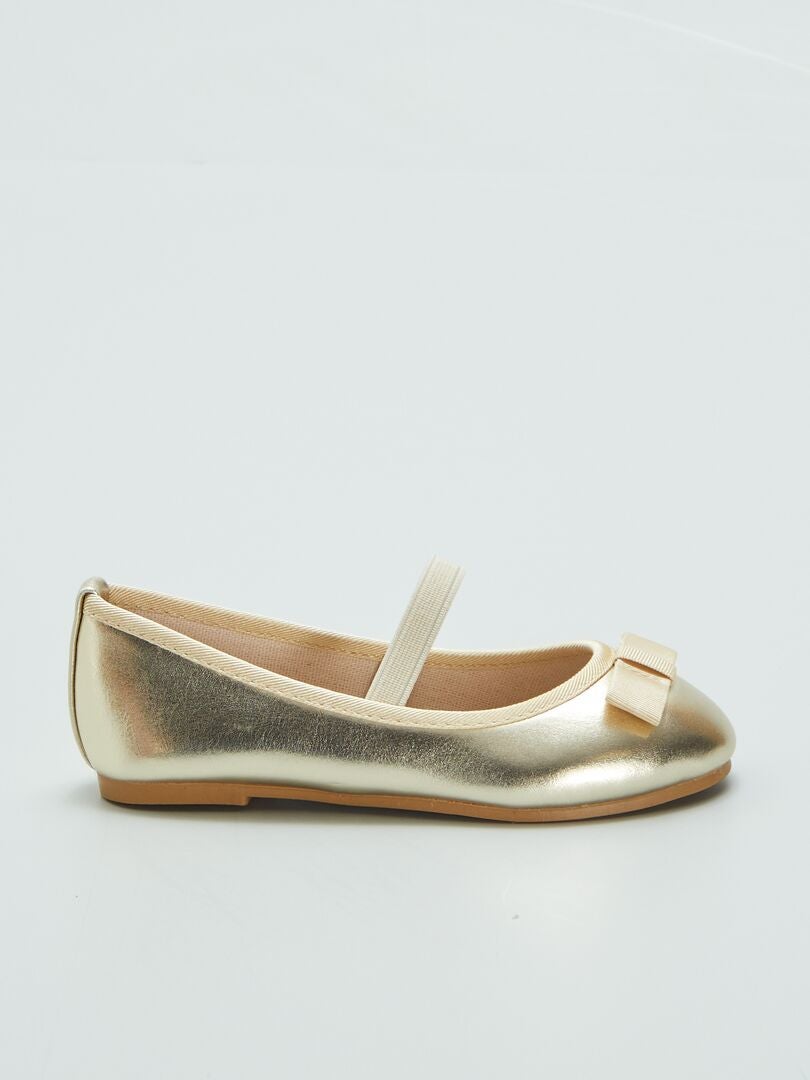 Gouden ballerina's met minihakjes - BEIGE