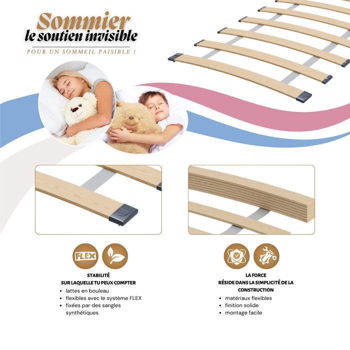 Cama infantil FALA de 80x160 cm + somier de láminas + colchón + cajón + barandilla de seguridad