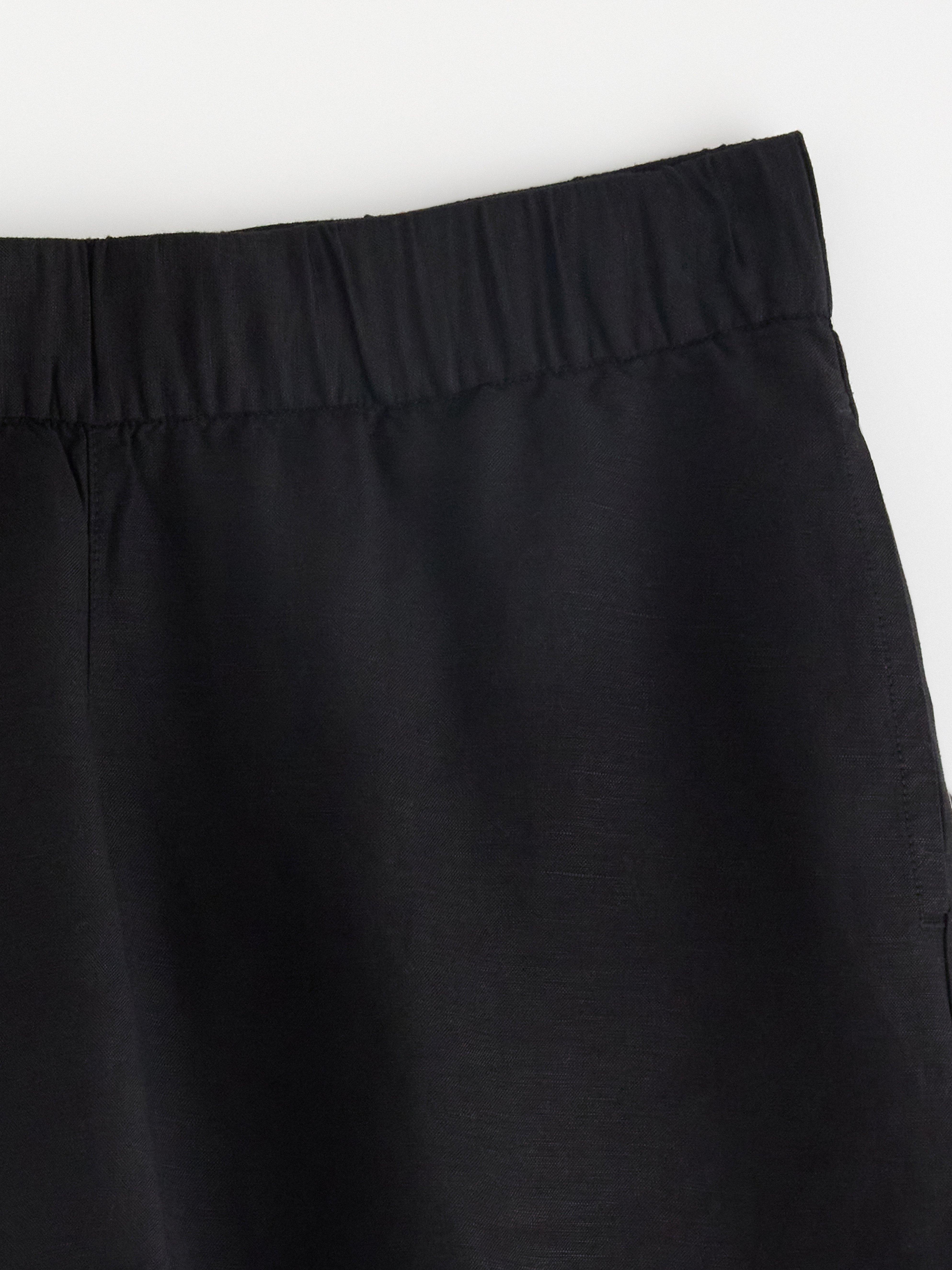 Pantalones cortos MOM de mezcla de lino negro
