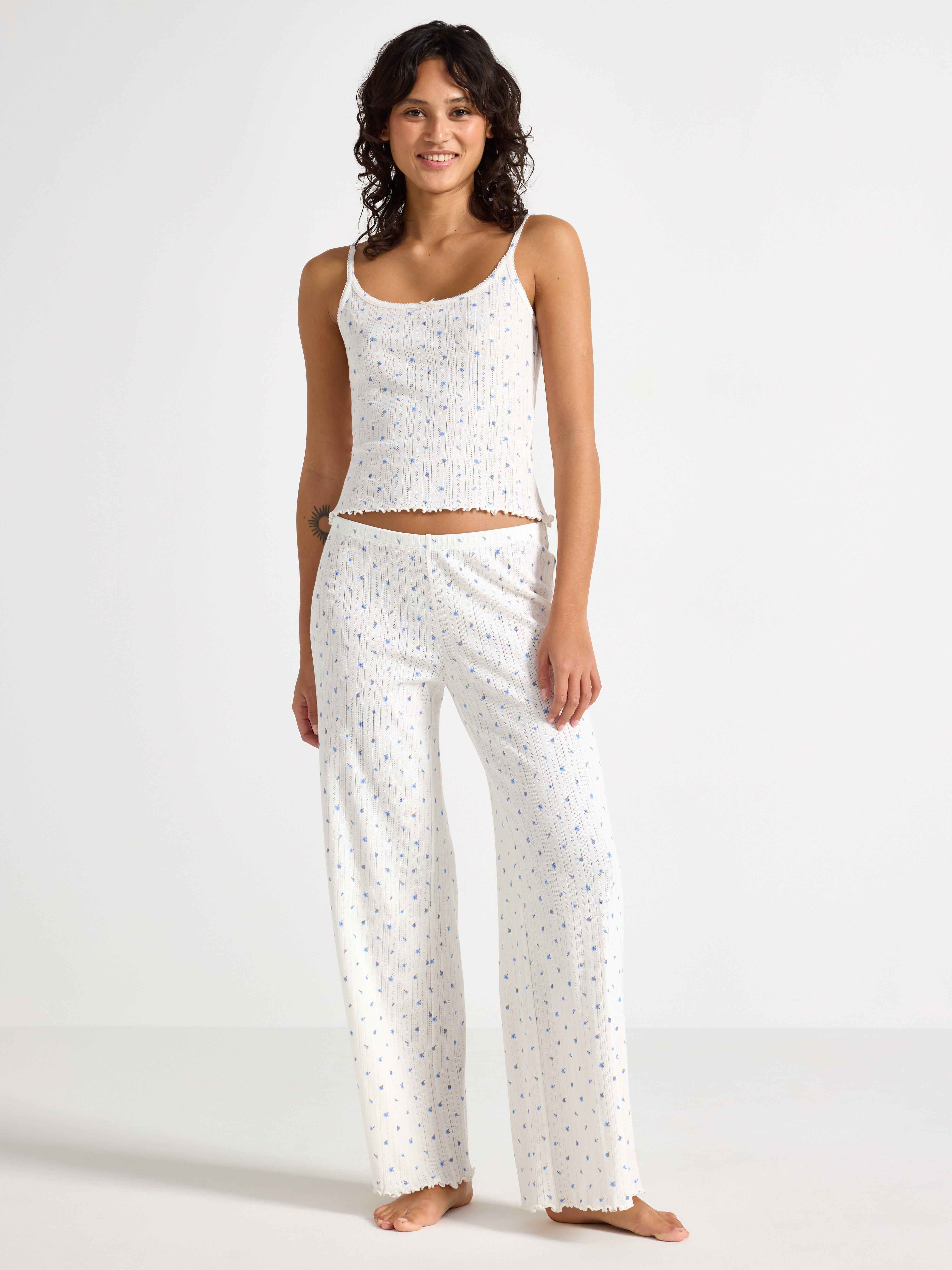 Pantaloni da pigiama Vida in traforo color bianco sporco