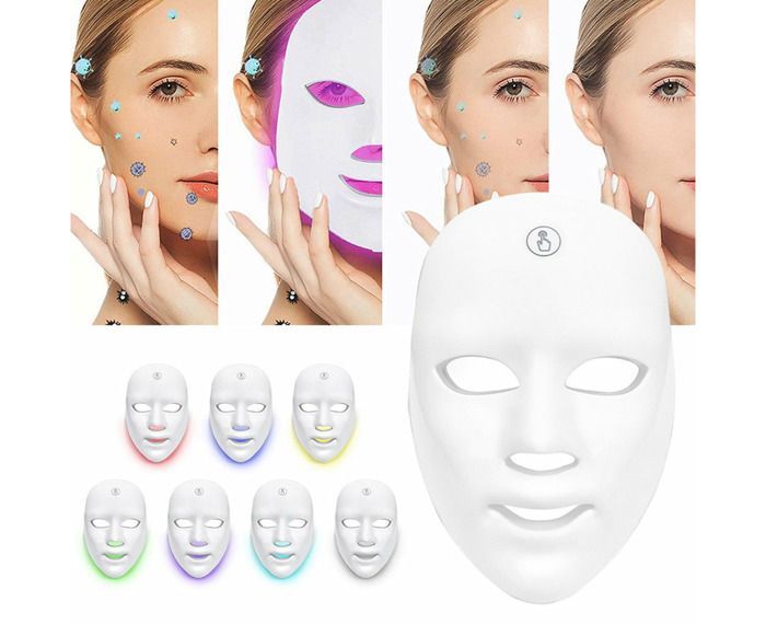 Masque LED 7 couleurs pour le soin de la peau Masque de photothérapie blanc