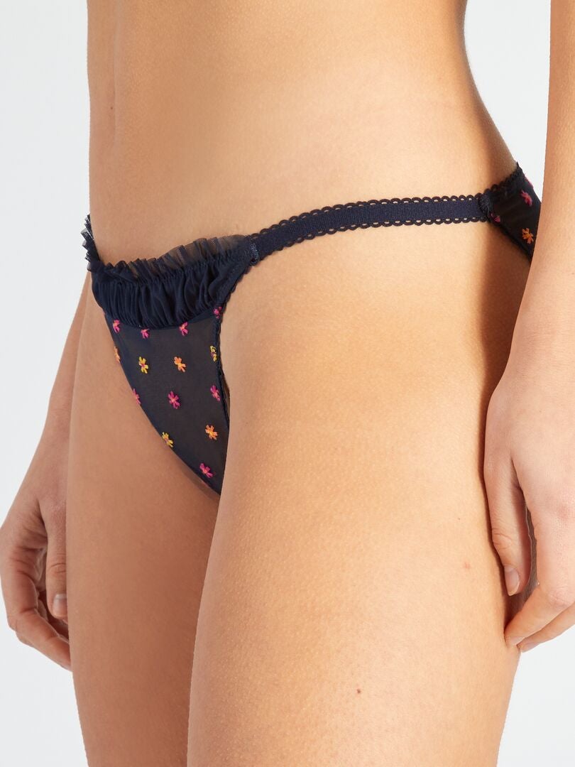 Geborduurde tule slip met haarspeldjes - BLAUW