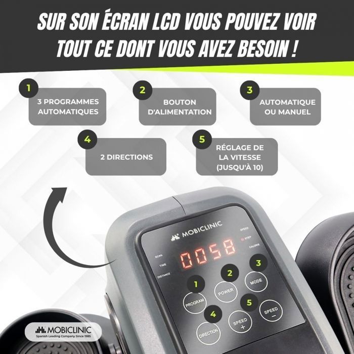 Bicicleta elíptica mini Veleta MOBICLINIC, 10 velocidades, bicicleta de ejercicio para el hogar, entrenamiento de resistencia magnética