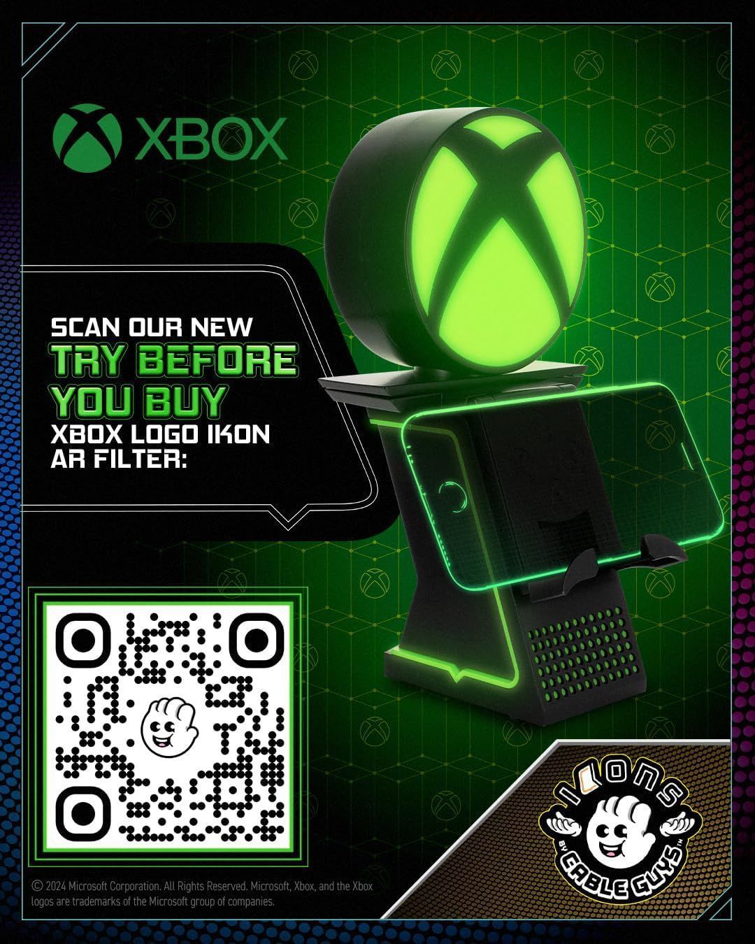 Figura con el logo de Xbox Ikon - EXQUISITE GAMING - Cable Guys - Soporte para auriculares, smartphone o accesorios pequeños - 25 cm