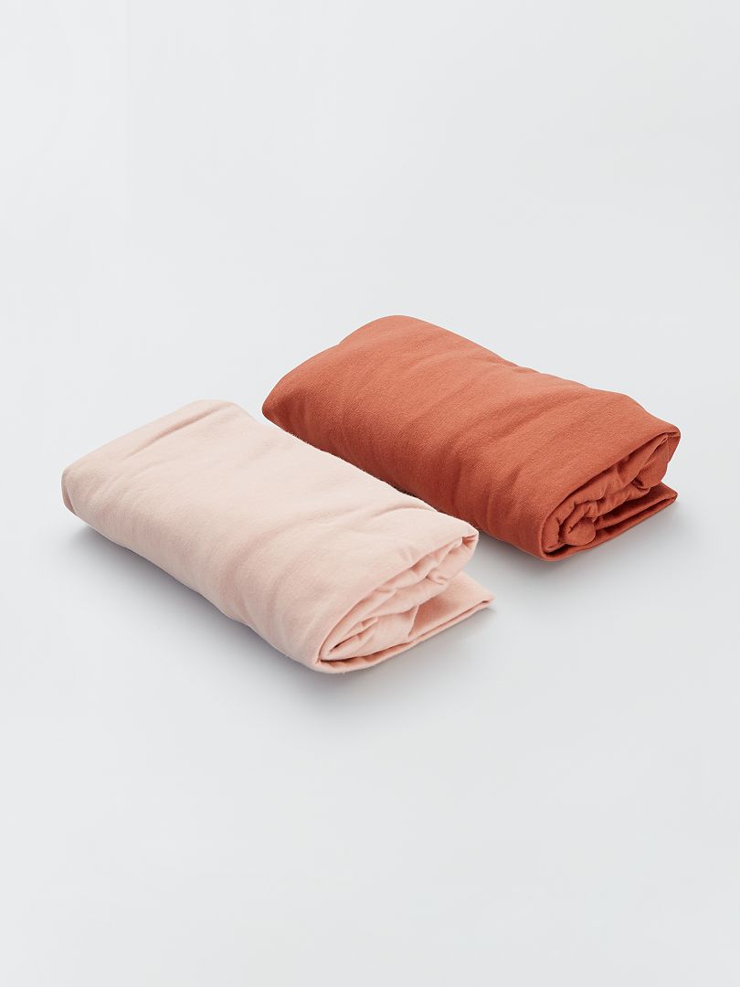 Juego de 2 sábanas bajeras de algodón - ROSA
