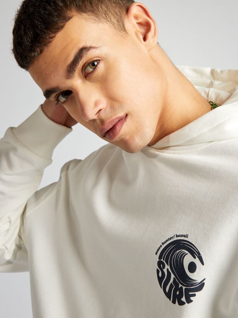 Bedrukte hoodie - WIT