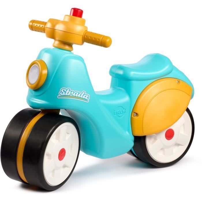 Scooter 1er âge - FALK - Stada - Jaune et bleu - Klaxon manuel - Roues silencieuses - Dès 12 mois - 100% Fabriqué en France