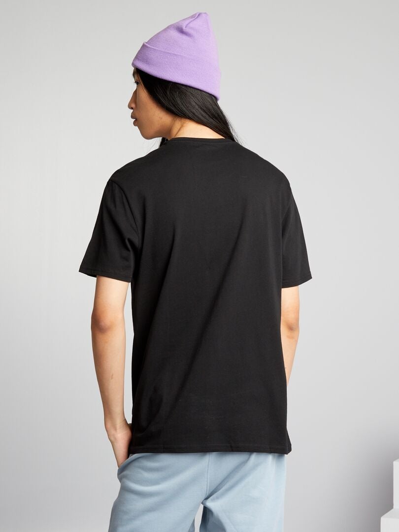 T-shirt met ronde hals van jersey - ZWART