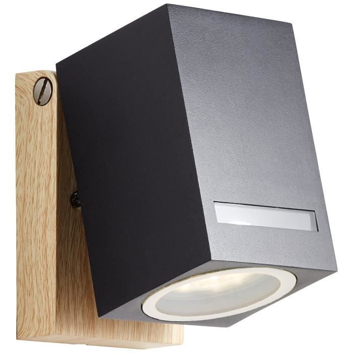 Aplique de pared exterior GALENI - BRILLANTE - negro/natural - metal/cristal - GU10 1x20W