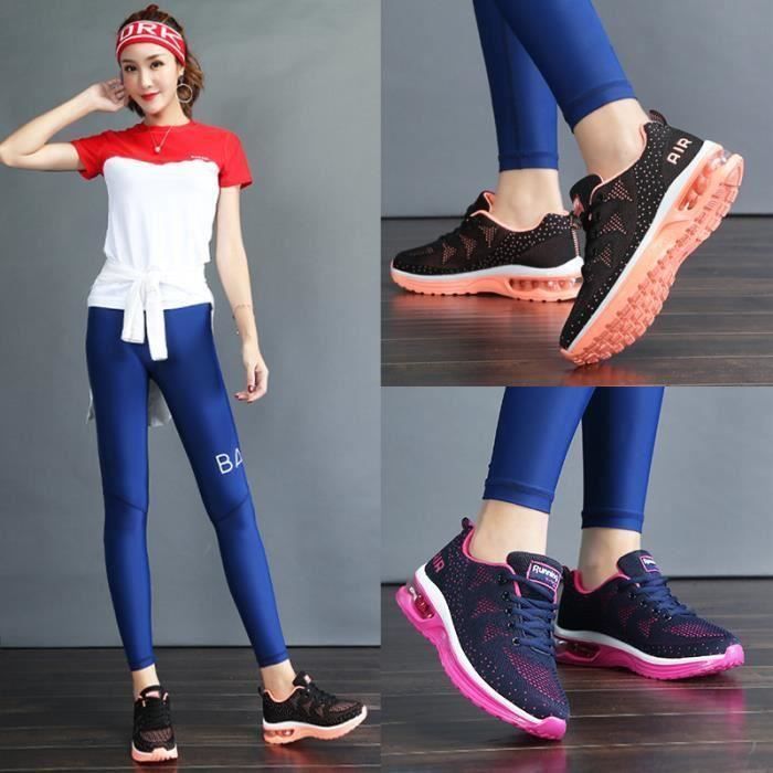 Baskets Femme Mode Chaussures de Running Air - KIANII - Chaussures de sport - Noir - Textile - Lacets - Plat