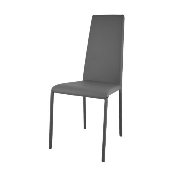 Tommychairs - Chaise cuisine SOPHIE LUX, structure en acier, assise et dossier revêtus en simil cuir gris foncé