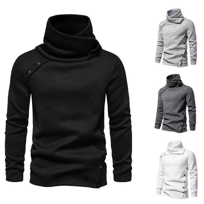 Herren-Strickpullover mit Schalkragen, schmale Passform, lässiger Herbst-/Winterpullover, einfarbig, bequemes Material – EU-Größe – Weiß