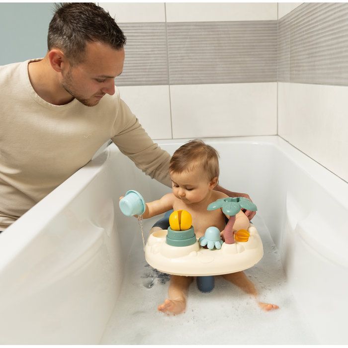 SMOBY - Little Smoby - Siège de Bain - 2 en 1 - Tablette d'Activités Réglable - Ventouses Incluses - dès 6 Mois - Fabriqué en France