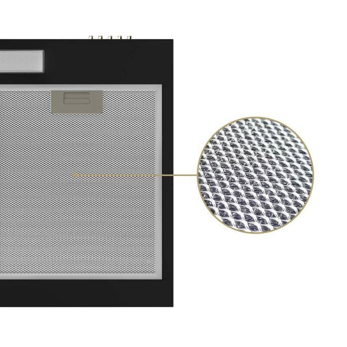 CIARRA Cappa a baldacchino da incasso 60 cm Nera Classe A+ 220 m³/h Aspirazione e ricircolo 3 velocità LED