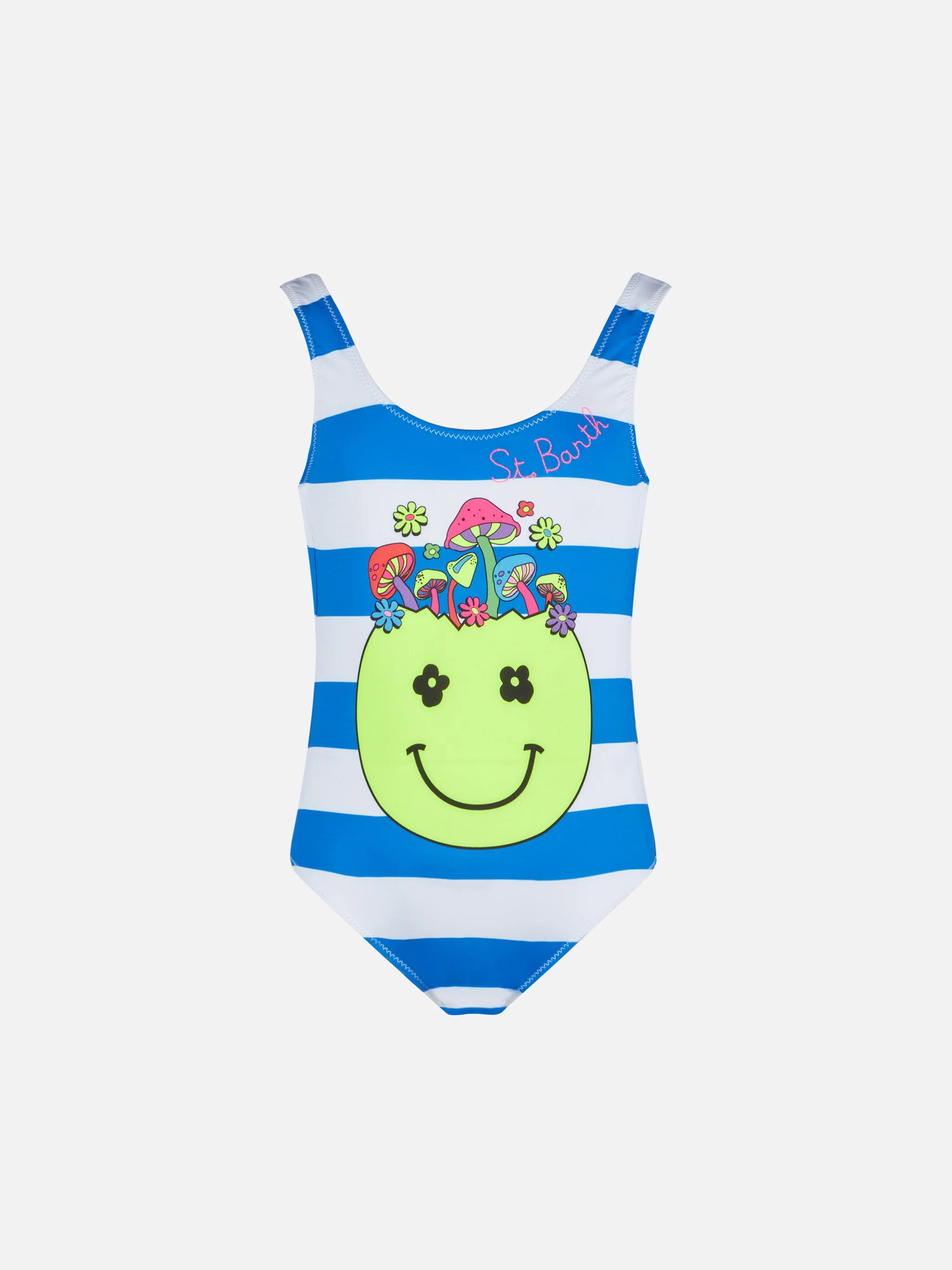 Costume intero da bambina con stampa smile anni '70