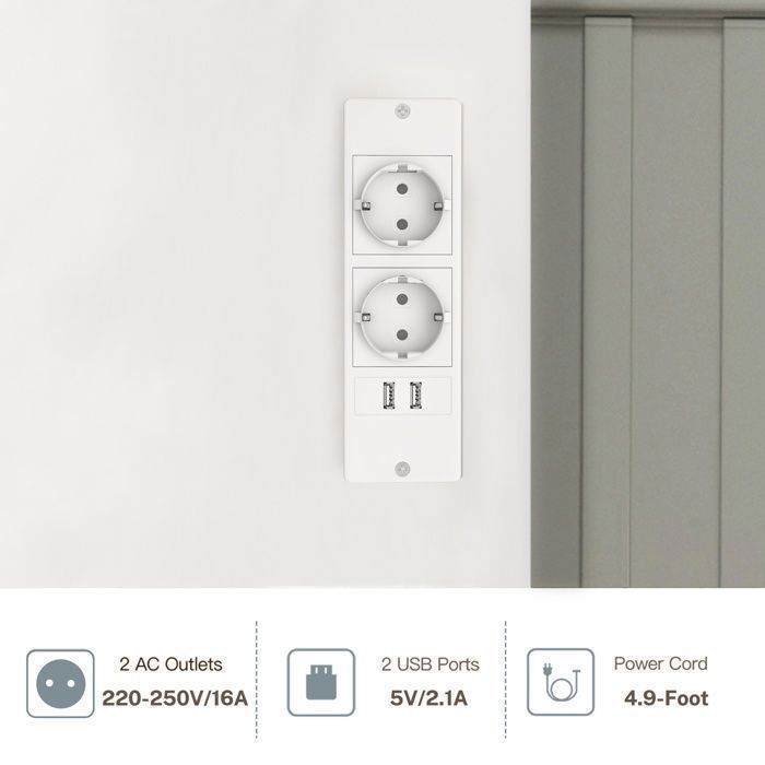 TEENFON Coiffeuse avec éclairage LED et 4 tiroirs, Coiffeuse avec station de charge, 85*40*135cm,Blanc