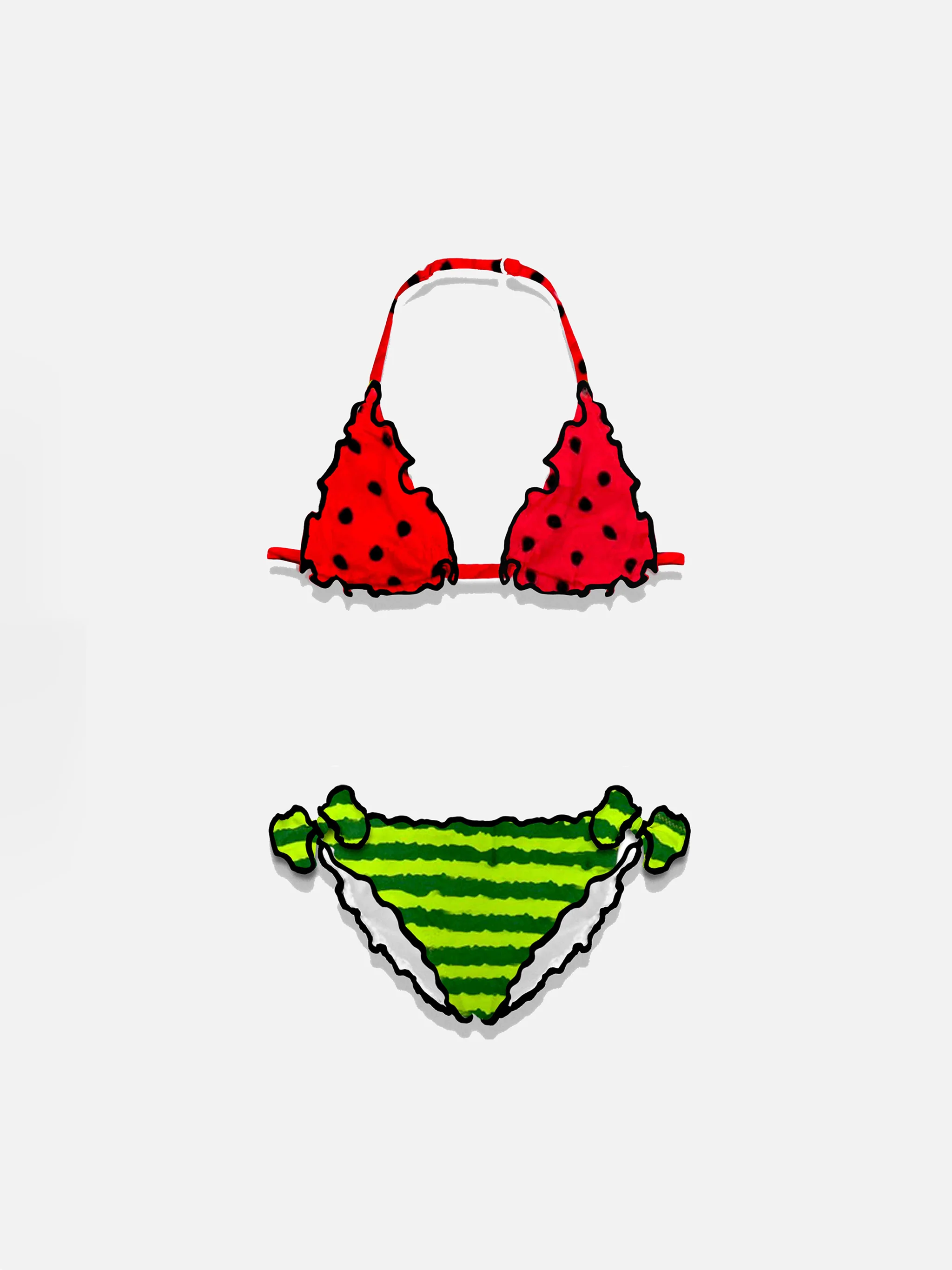 Triangelbikini voor meisjes met watermeloenprint