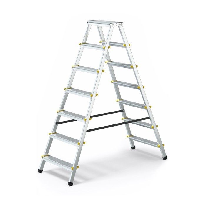Escalera plegable de doble peldaño DWA de aluminio, 7 peldaños