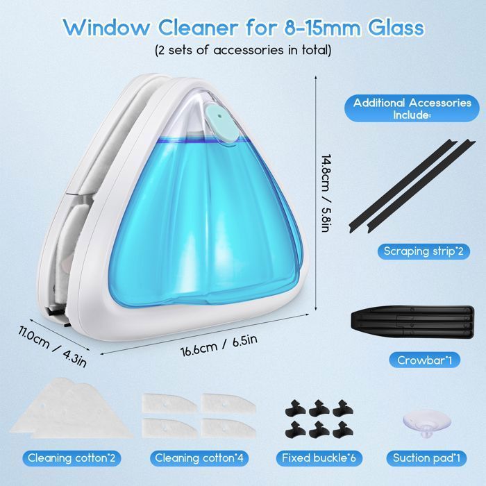 TTLIFE Magnetic Window Cleaner for Double-Sided Glass, Magnetic Window Cleaner, Double-Sided Window Cleaner, Brush Tool