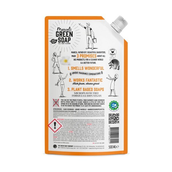 Marcel's Green Soap, polnilo za detergent z vonjem pomaranče in jasmina<br>6 x 500 ml