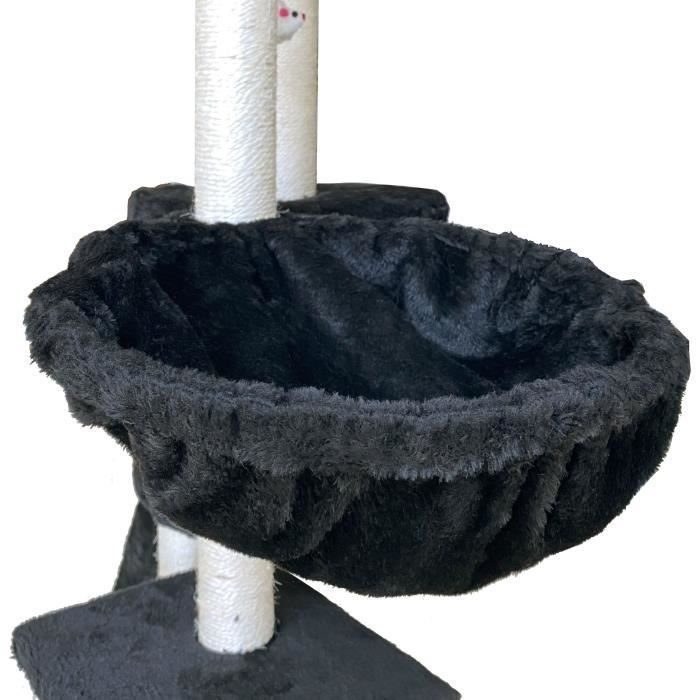 Árbol rascador JIPSY negro para gatos, 79 x 34 x 138 cm - 3 plataformas, 1 percha, 1 escondite, 1 escalera, postes rascadores