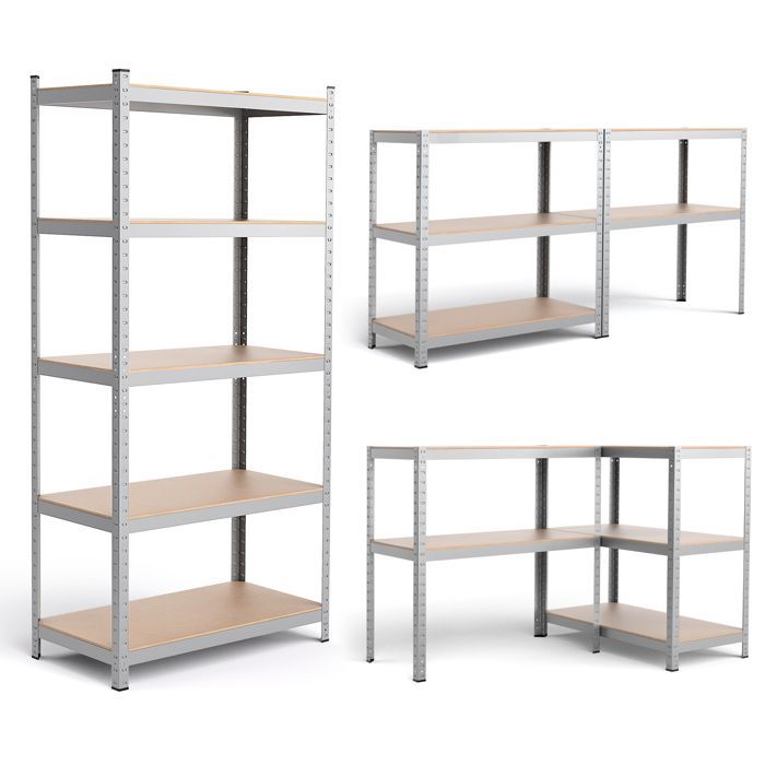 Estantería de almacenamiento para garaje COSTWAY de 5 niveles, altura ajustable, capacidad de carga de 175 kg por estante, 90 x 40 x 180 cm, color plata.