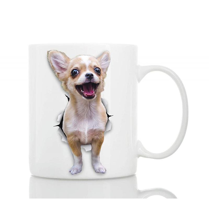 Tazza divertente in ceramica con cane Chihuahua da 325 ml.