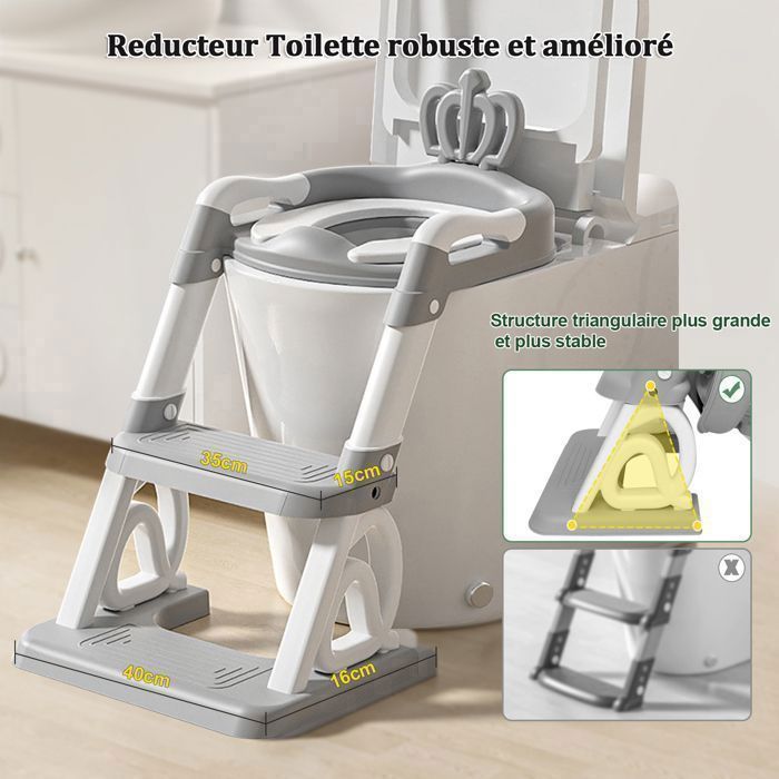 Child Toilet Seat Reducer, Child Toilet Booster Seat with Steps and Comfortable Cushion, Toilet Seat for Boys/Girls
