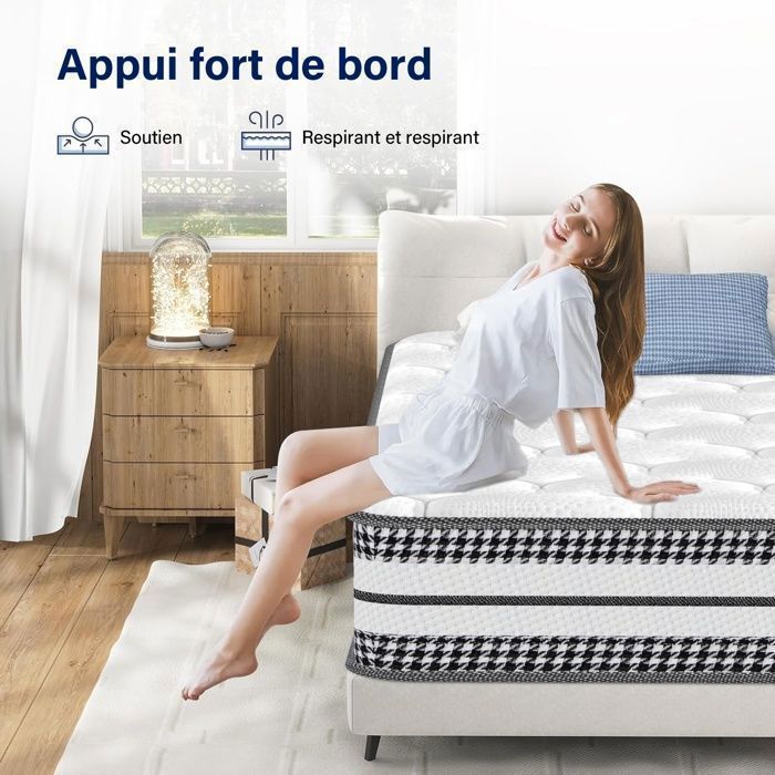 Colchón Premium de Espuma Viscoelástica de 90x200 cm, 26 cm de grosor, híbrido de espuma y muelles ensacados, reversible, firmeza media (H3/H4).