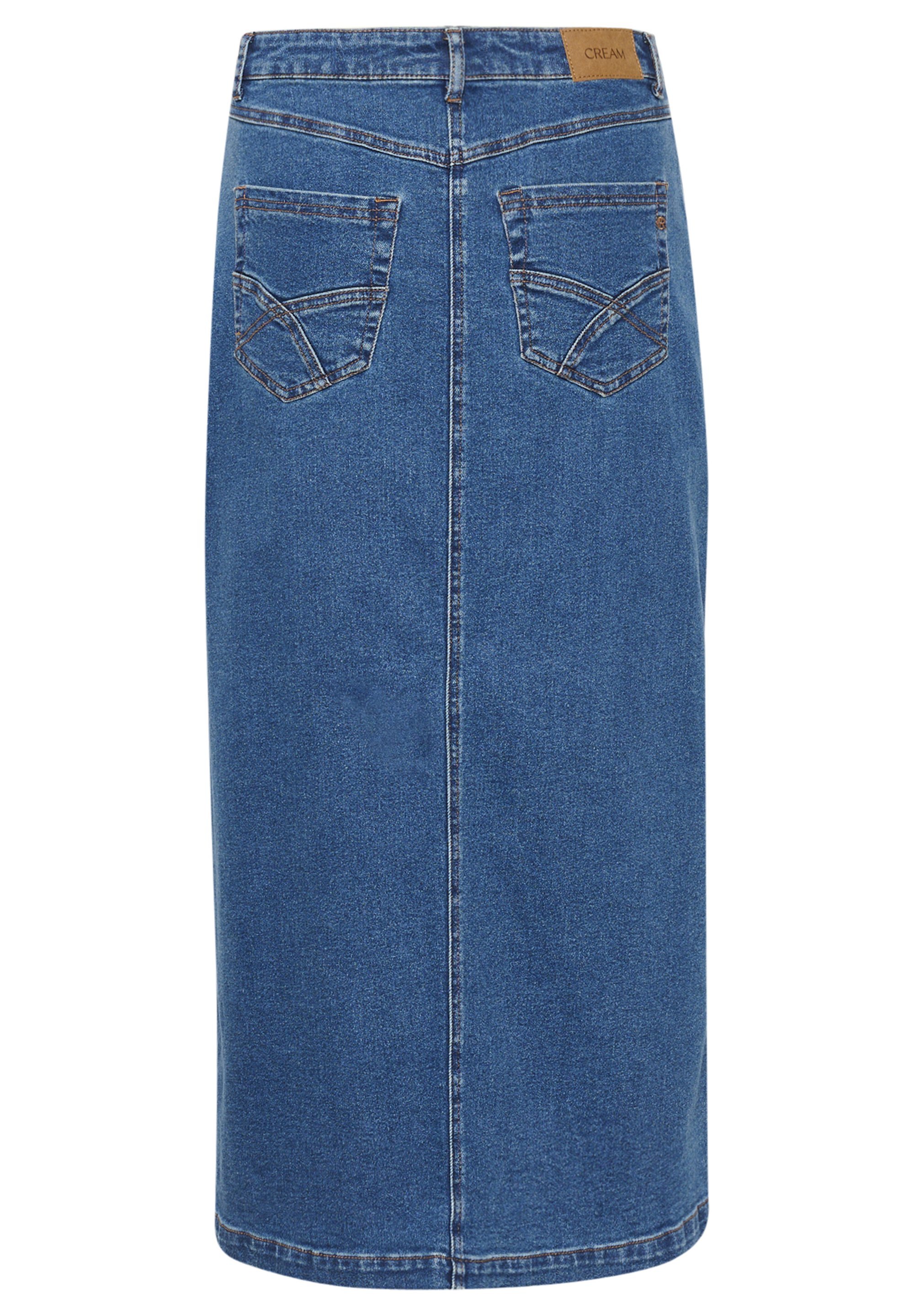 Jupe trapèze crème EBBA - denim bleu moyen Reno
