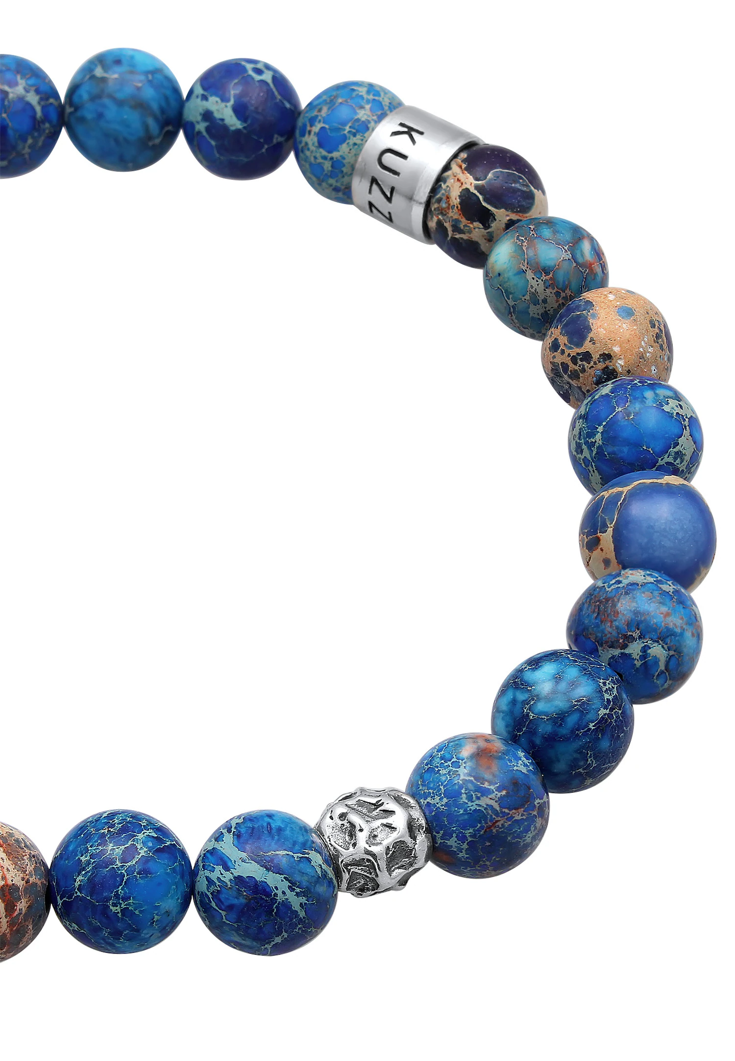KUZZOI Hommes Beads Tendance boules avec agate Bleu en Argent Sterling 925