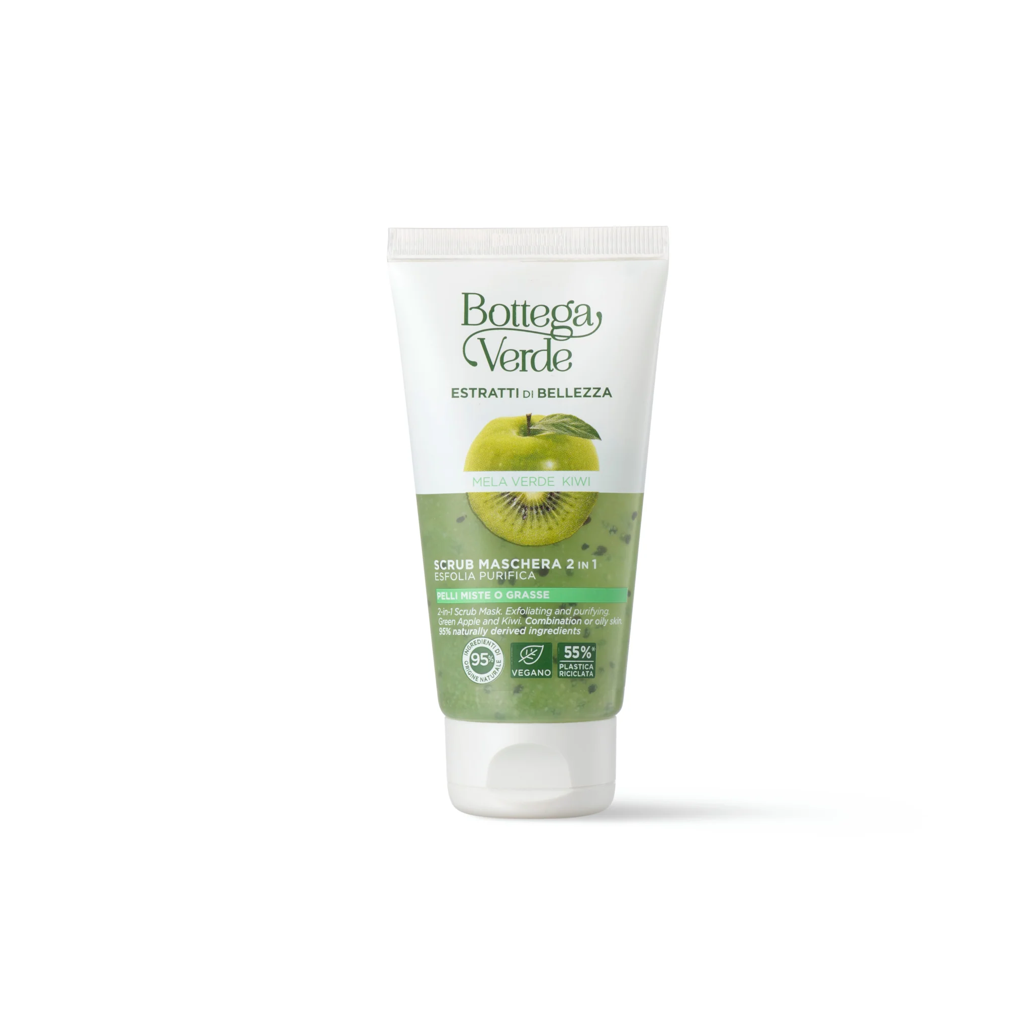 Estratti di bellezza Scrub - Maschera 2 In 1  - Mela Verde E Kiwi - Esfoliante viso, Maschera Illuminante viso