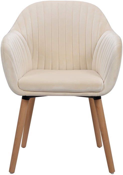 Sillas WOLTU – Estilo contemporáneo, terciopelo y madera, color crema (Juego de 6)