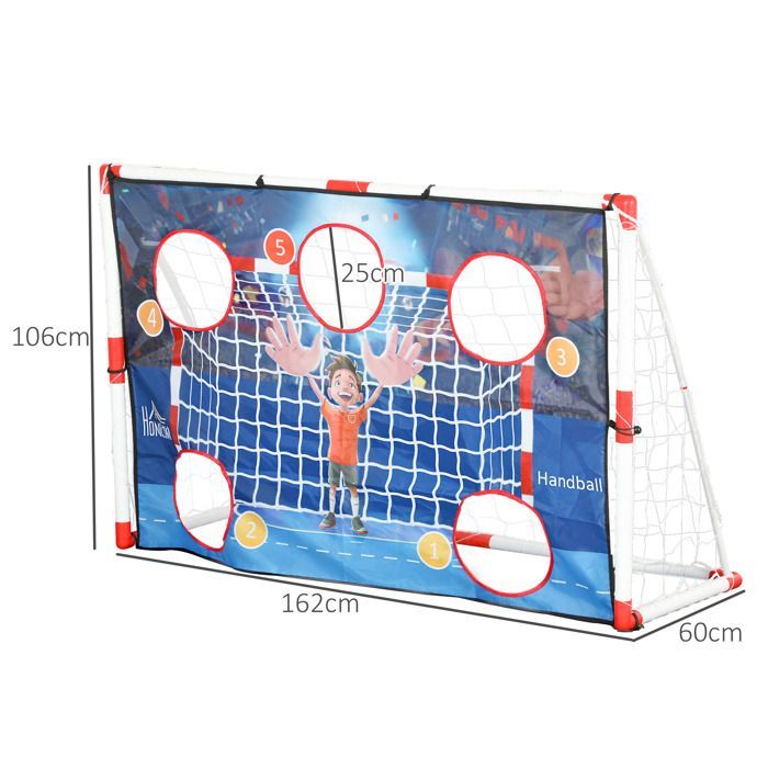 Handbalkooi voor buiten - HOMCOM - 5 doelzones - pomp - opblaasbare handbal - grondpinnen - wit