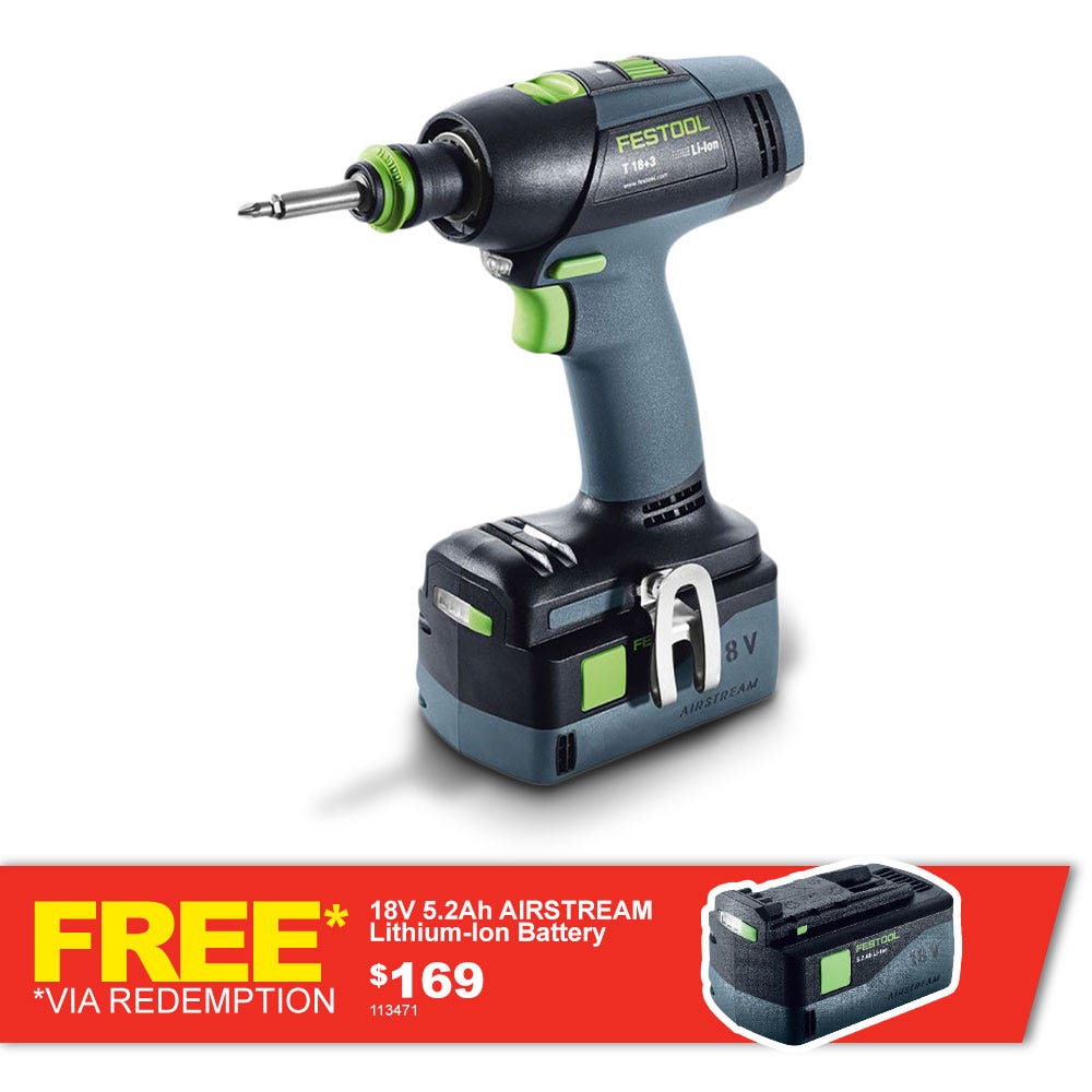 Furadeira FESTOOL 18V sem escova 12mm 2 x 5.2Ah T 18 Plus Li 574757