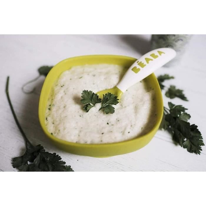 BÉABA, Set di posate ergonomiche per neonati, 6 cucchiai e 4 forchette, manici corti e arrotondati, facile impugnatura per il bambino.