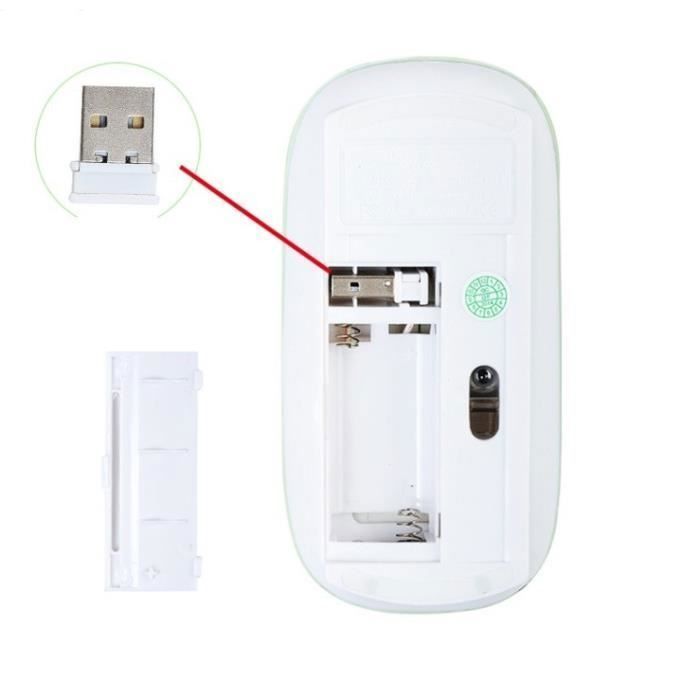Mouse USB wireless universale ultrasottile per PC con sensore ottico e 3 pulsanti (bianco)