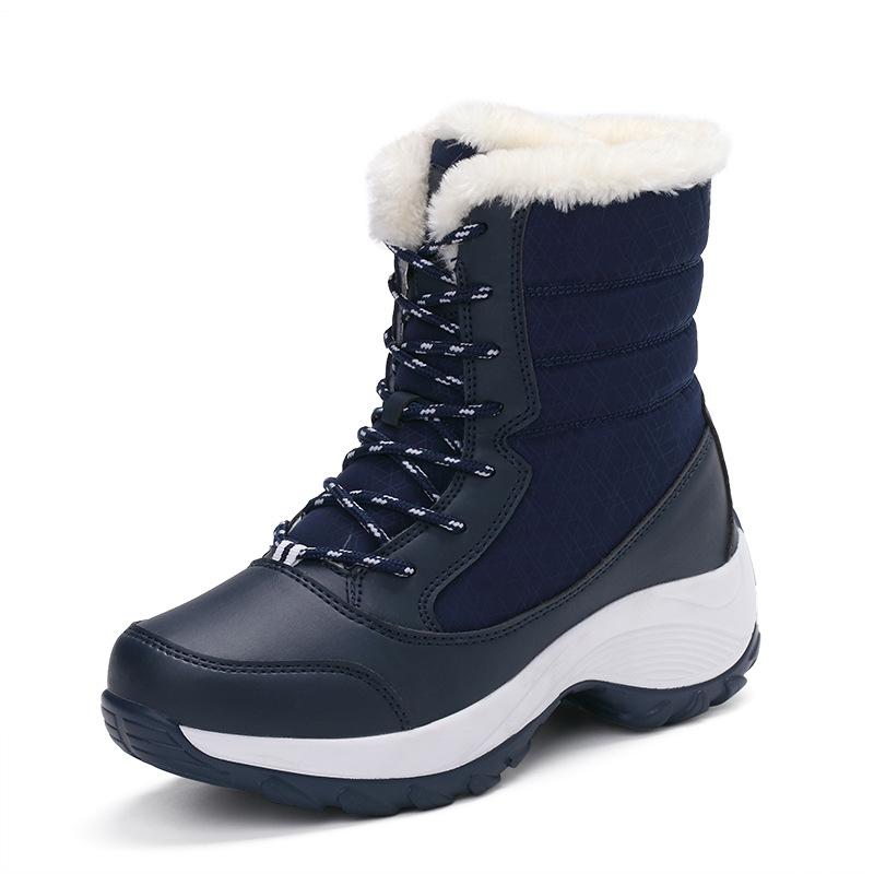 Nuovi stivali da donna in pelle scamosciata di alta qualità, stivali invernali da donna che tengono caldo, stivali da neve impermeabili con lacci.