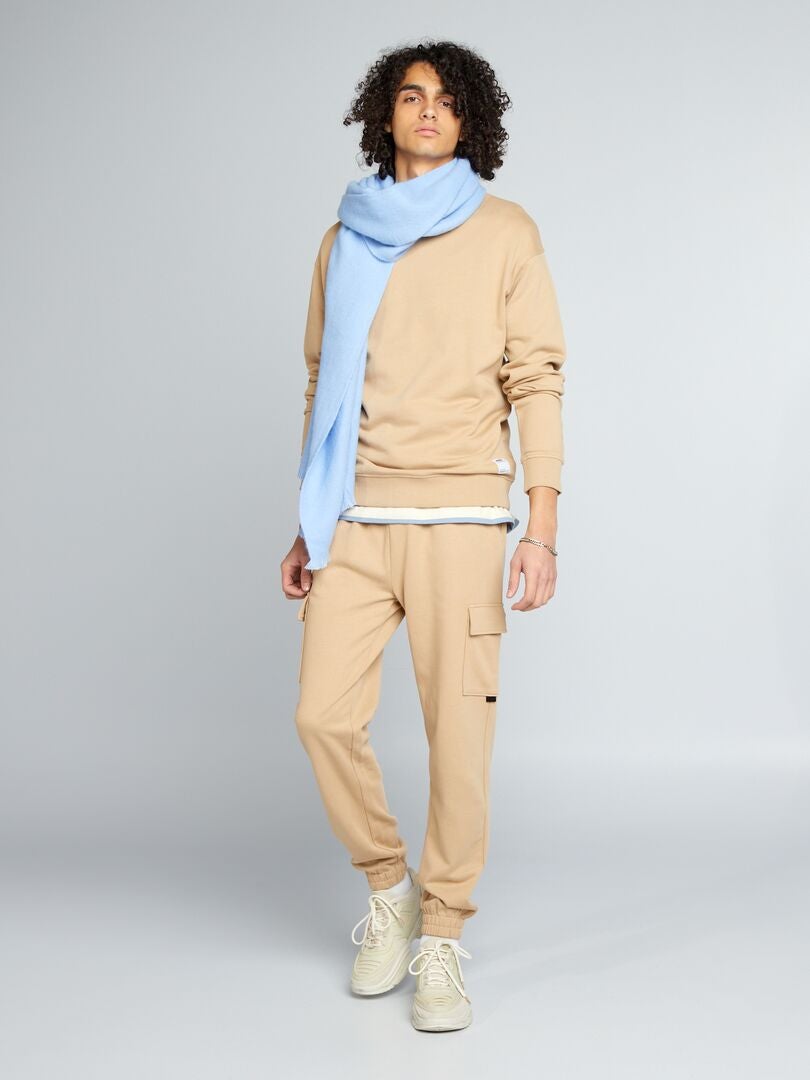 Sudadera de cuello redondo con detalle - BEIGE