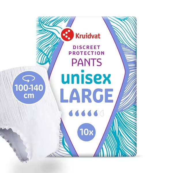 Unisex inkontinenčné nohavičky Kruidvat Discreet Protection Large, biele, veľkosť L, 10 kusov
