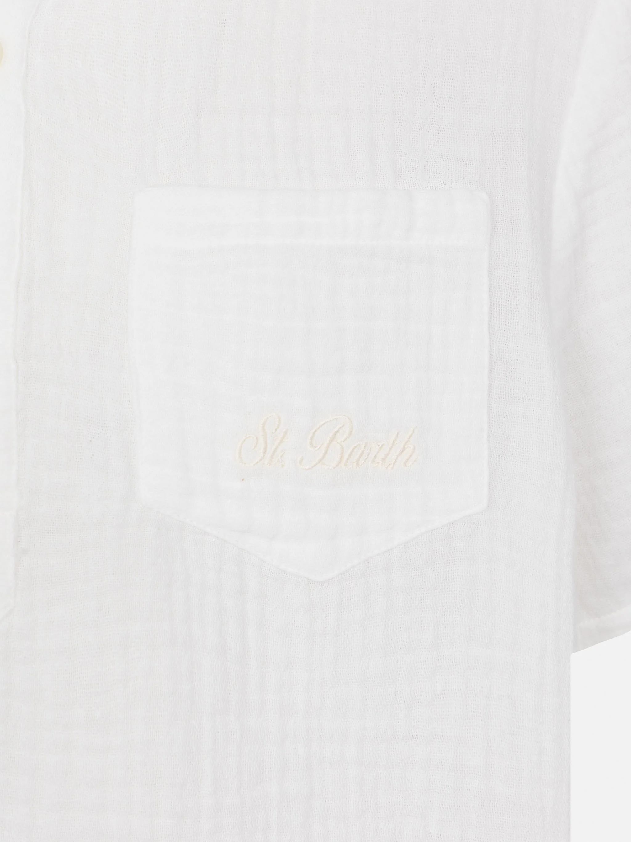 Madeira poloshirt van witte katoenen gaasstof