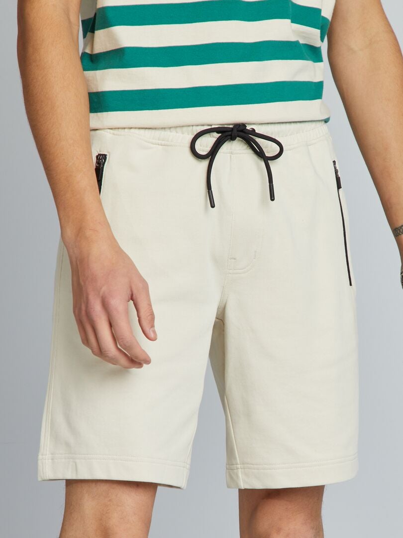 Pantalones cortos de algodón en contraste - beige