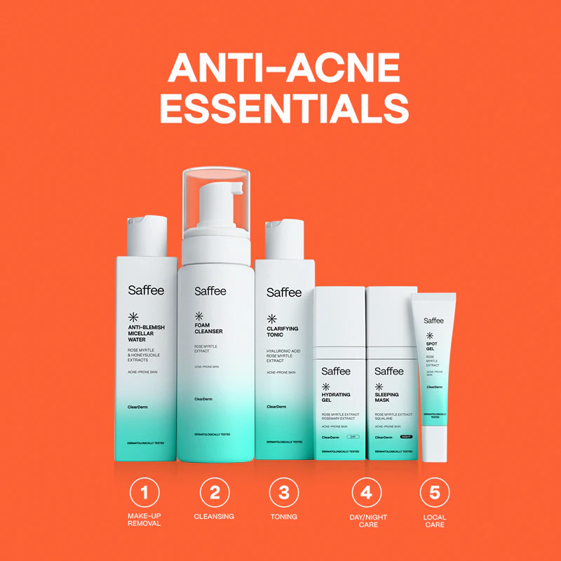 Máscara noturna Saffee ClearDerm para pele com problemas.